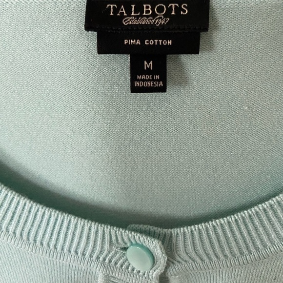 Talbots Prima cotton summer cardigan size M in sea foam color - Picture 3 of 3
